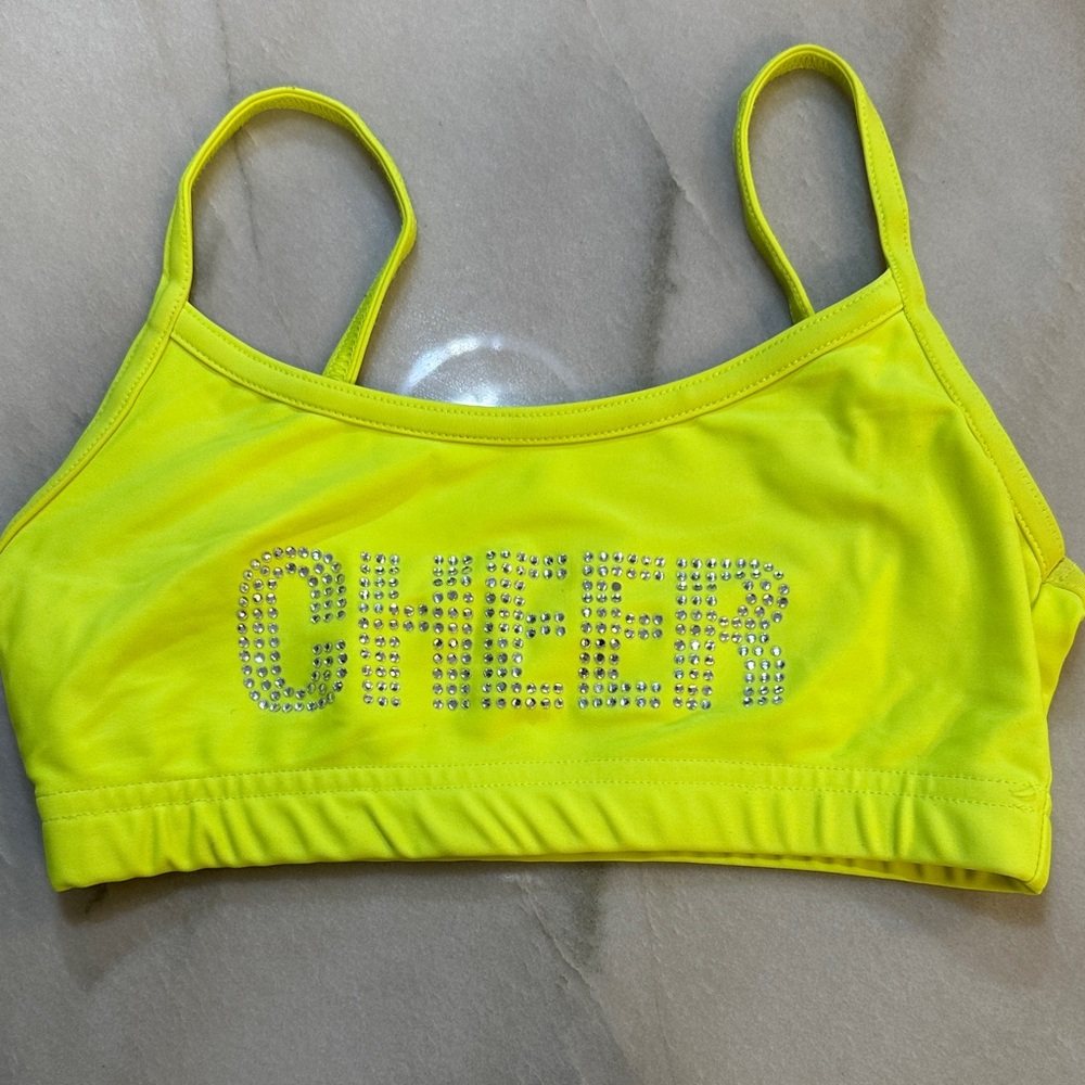 Neon Yellow Cheer Sports Bra